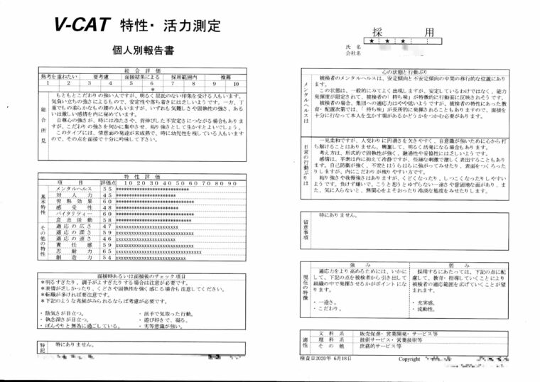 V-cat適正検査結果